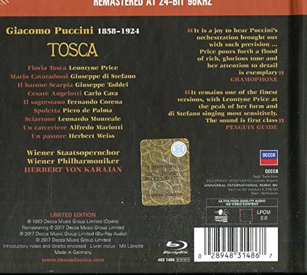 (未使用･未開封品)　Puccini: Tosca [Blu-ray] [Import] p1m72rm Amazon.co.jp: ジャコモ・プッチーニ：歌劇《トスカ》 [Blu-ray